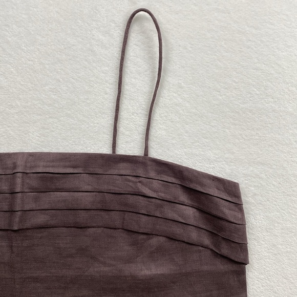 Vivid Linen Spaghetti Strap Ruffled Chest Tank Top/Camisole (Light Brown) *NWOT* - Picture 7 of 15